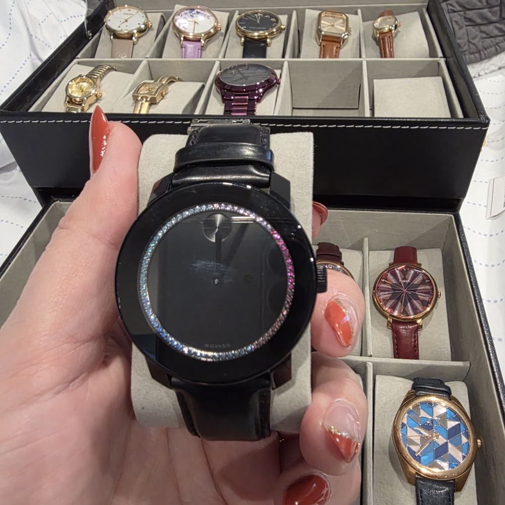 Movado Black with Crystal Bezel